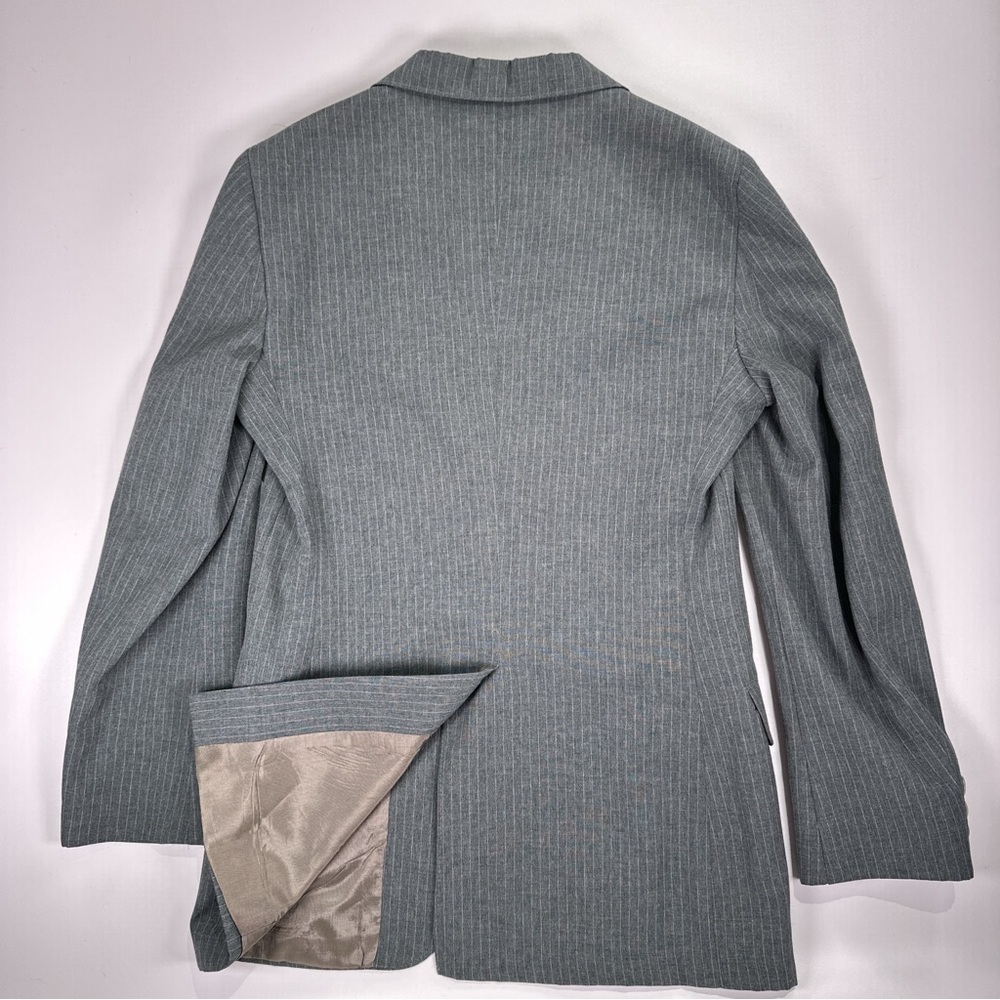 Yves Saint Laurent Boys Vintage Pinstripe Blazer Sage Gray Size 14 - Picture 7 of 11